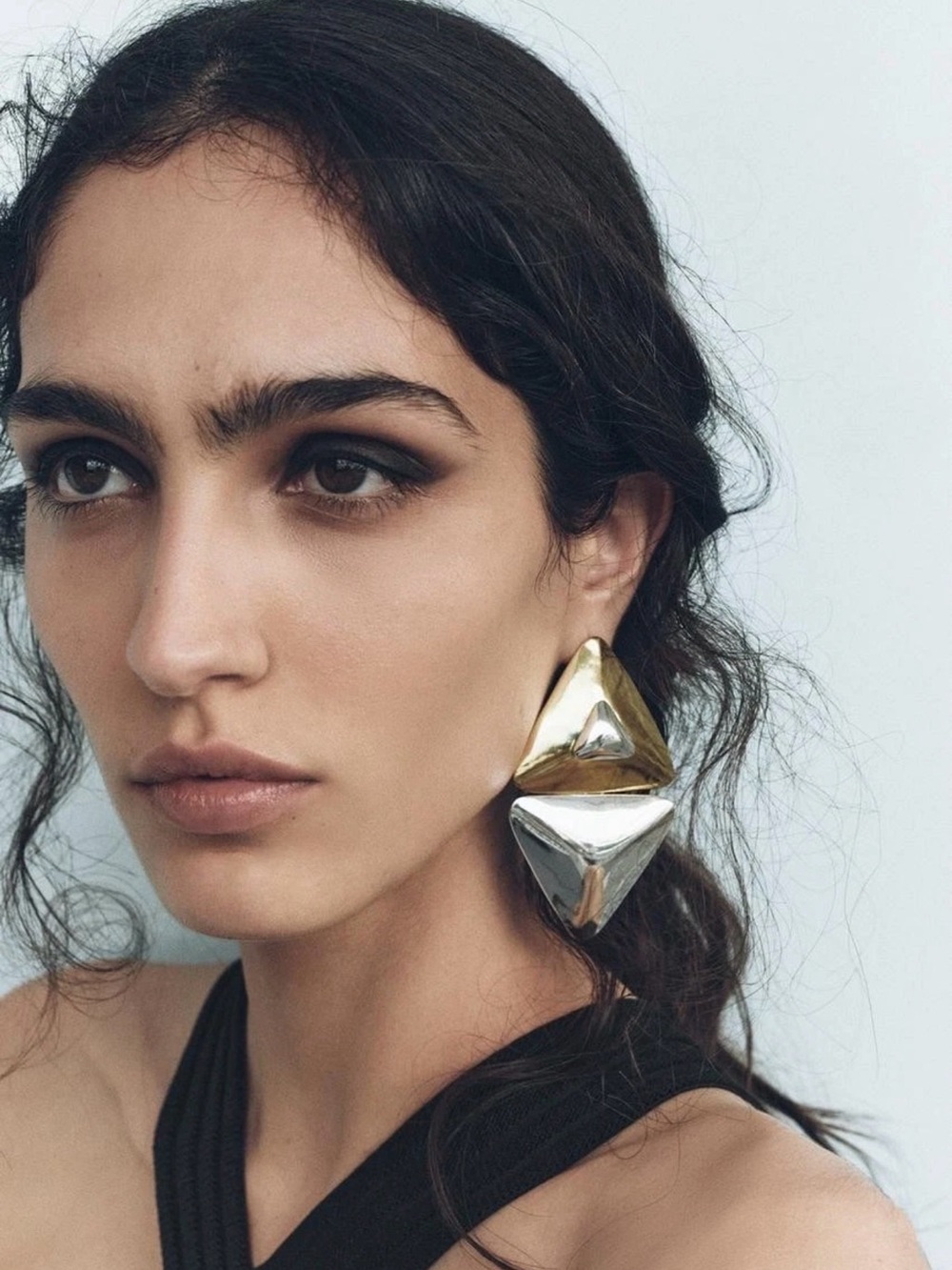 ZARA Geometric Triangle Earrings - Gold & Silver tone NWT